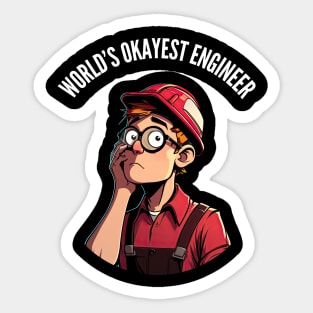 World's Okayest Construction Engineer v2 (round) Sticker